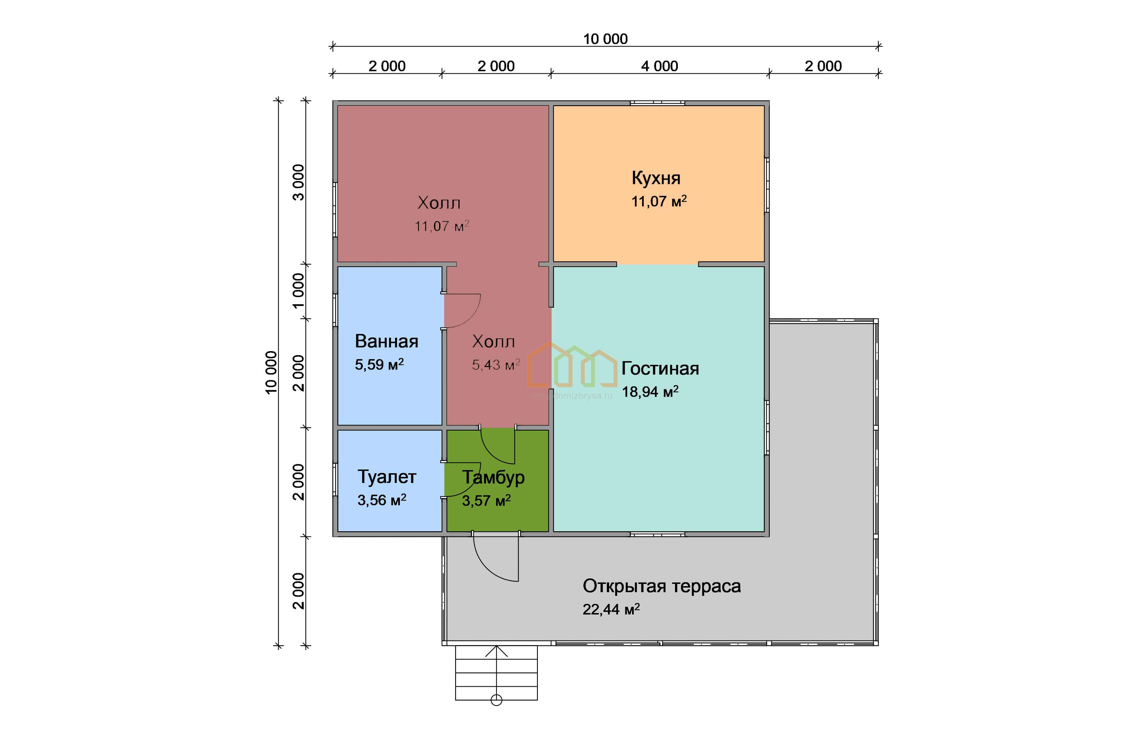 Каркасный дом 10х10 с мансардой - цена 2458000 руб под ключ в Керчи.  Площадь: 152 м² с террасой